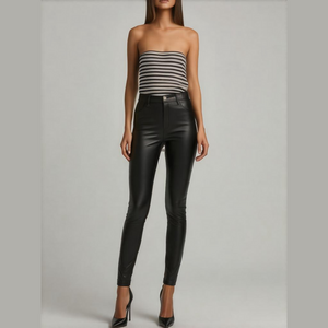 Harsmile Faux Leather Pants for Women Skinny Stretchy Black Leather Leggings